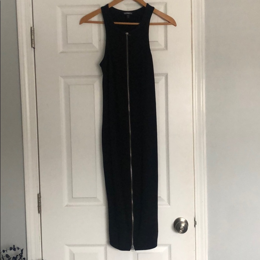Black Zip Midi Dress